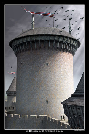 Vue 3D du donjon du château de Coucy by VirtuHall Concept Infographie 3D & Conception Graphique au service du Patrimoine Historique. Galleries d'Images et Posters.